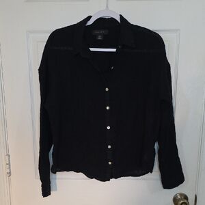 Tahari Elegant Black Textured Shirt